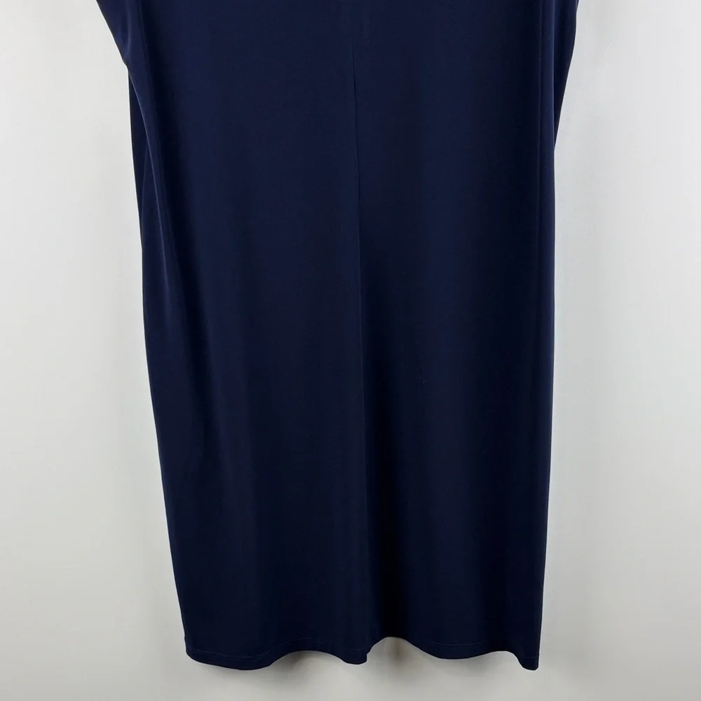 Michael Kors Navy Grommet Lace Up Shoulder Shift Dress Medium Gold